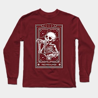 Funny Tarot Card Skeleton with Pizza Slice Long Sleeve T-Shirt